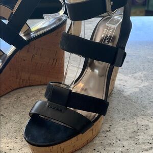 ⭐🍒 COACH Charla Black and Tan Wedge Sandals⭐$4.99 shipping